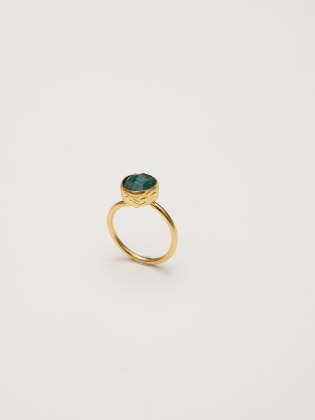 Handmade Design Brass Ring with Emerald Stone