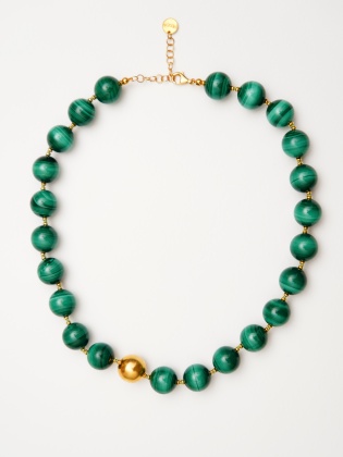 Handmade Design Silver Necklace With Malachite Stone