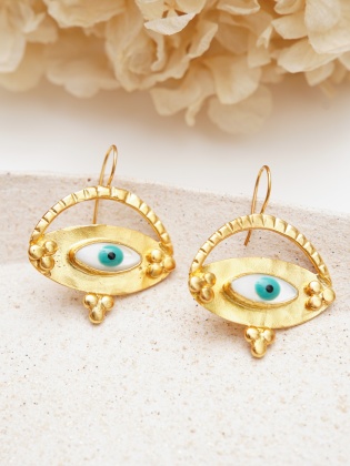 Handmade Design Brass Earring With Eye Design