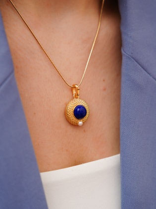 Handmade Silver Necklace with Lapis Lazuli Stone