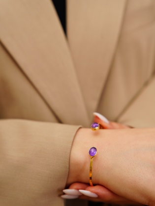 Handmade Silver Bracelet With Amethyst Stone