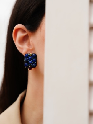 Handmade Design Silver Earrings With Lapis Lazuli Stone