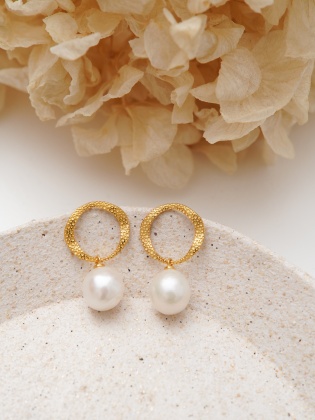 Handmade Design Silver Earrings with Pearl