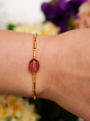 Handmade Design Gold Plated Silver Bracelet with Tourmaline