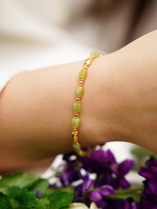 Handmade Design Gold Plated Silver Bracelet Jade Stone