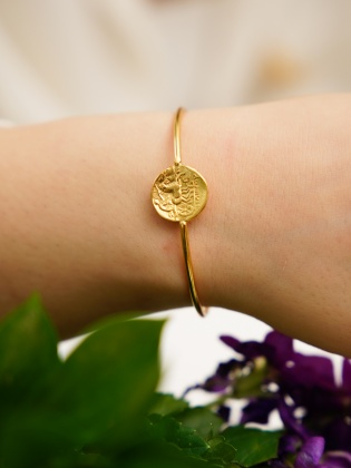 Handmade Brass Bracelet With Historical Coin Design