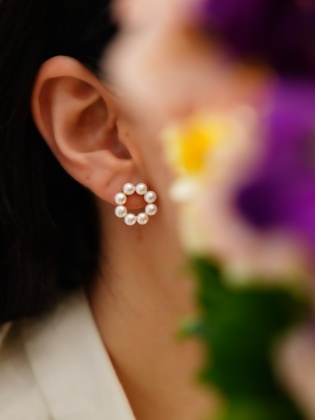 Silver Earrings with Pearl