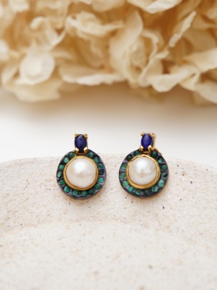 Silver Earrings with Lapis Lazuli and Pearl